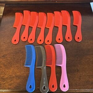 12 Pc. - 6" Vintage USA Unbreakable Barber Hair Combs W/ Handle Lot